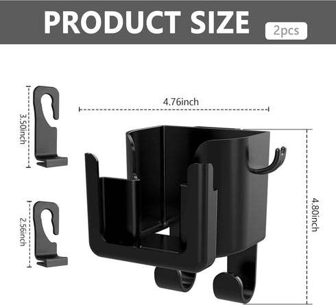 2PCS Multifunctional Car Cup Holder + Car Phone Holder + Car Purse Hook,Hanging Back Seat Car Organizer with Headrest Hooks,Universal Car Organize...