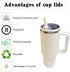 2PCS Tumbler Flip Straw Lid Replacement Fit for Stanley Quencher 40 oz, Leak-Proof, Straw Lid Replacement Fit for HydroJug Traveler,Reusable Tumbl...