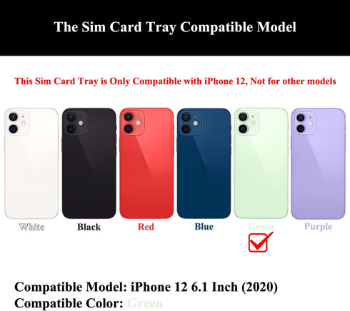 2 Pieces Sim Card Tray Holder with Waterproof Rubber & Eject Pin Replacement for iPhone 12 6.1 Inch (Green)......