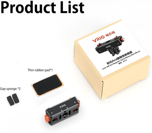 VRIG Ace Pro Quick Release Mount,Snap-On Magnetic 2 Prong Mount and 1/4 Thread Mount for Insta360 Ace Pro / Insta360 Ace...