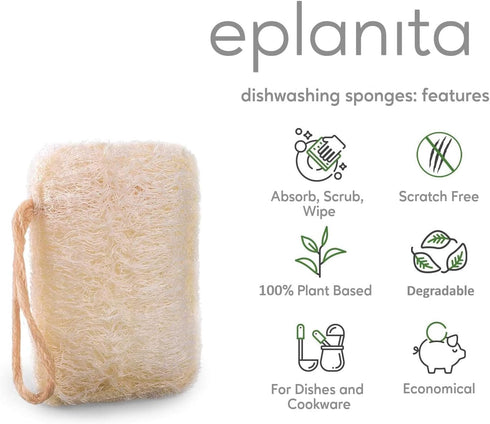 Natural Dishwashing Sponges (Pack of 12), Kitchen Eco Scrub Scourer, Natural Loofah Plant, Biodegradable and Zero Waste...