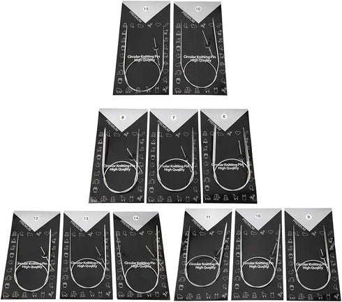 Circular Knitting Needle, 11pcs 43/65/80cm Stainless Steel Multi-size Circular Knitting Needle Weave Kit Handcraft Sweater Weave Needle Crochet Ho...