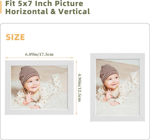 HappyHapi 4x6 Picture Frame White, Wood Photo Frame for 4x6 Pictures, Tabletop or Wall Mount Display Picture Frames for Prints, Photos, Paintings,...