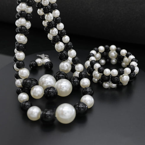 Large Big Pearl Necklace and Earring Set Multi Strand Pearl Necklace Costume Jewelry Chunky Pearls Necklaces for Women...