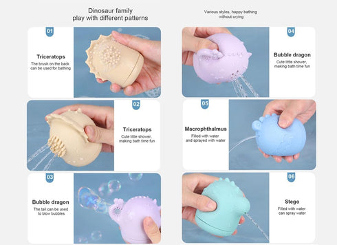 Safe Sensory Bath Toy Set for Baby Toddlers Dragon Family Set BPA free Food Grade Silicone Tub toys Perfect as a Bath or Shower toys for Bathtub P...