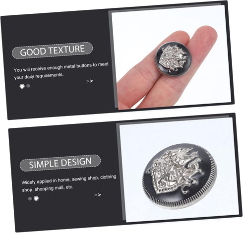 10pcs Metal Buttons Silver Buttons Metal Snap Buttons Black Trim DIY Sewing Buttons Sewing Buttons for Clothes Blazer Buttons Women Durable Sewing...