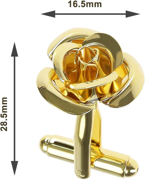 SING F LTD 1 Pair Rose Flower Cufflinks Gold Cuff Links Classic Shirt Cufflinks Delicate Men's Cufflinks for Men Father Groom Clothing Decoration ...