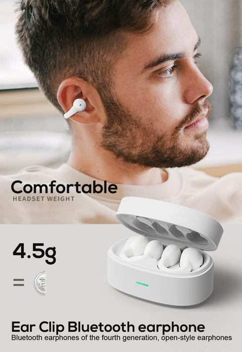 Ear-Clip Bone Conduction Headphones Bluetooth 5.3 Open Ear Clip on Headphone Clip Type Bluetooth Earphones Wireless In Ear Earbuds Bluetooth Heads...
