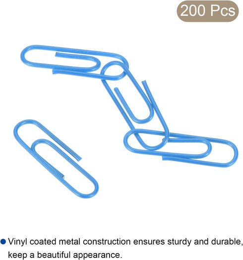 MECCANIXITY Paper Clips Small Size 1.1 Inch Vinyl Coated to Prevent Tearing Pages with Box for Organize Office Home Blue Count 200...
