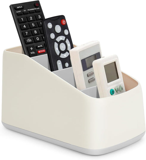 Remote Control Holder with 4 Compartments,TV Remote Caddy/Box/Tray Organizer for Bedside Table/Office Desk,Desktop Storage Organizer for Small Con...