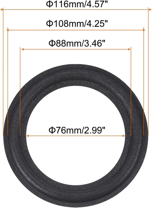 MECCANIXITY Rubber Speaker Foam Edge Surround Rings 4.5 Inch 76mm x 116mm Perforated Subwoofer Rings Replacement Parts for Speaker Repair or DIY B...