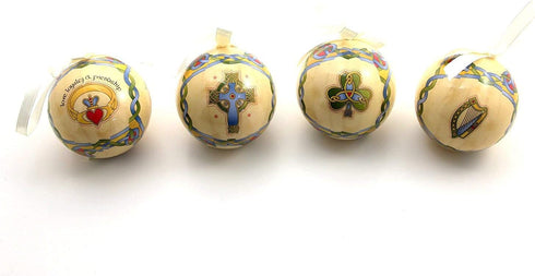Royal Tara Irish Christmas Ornaments -Plastic, Globe Baubles - Boxed Set of 4...