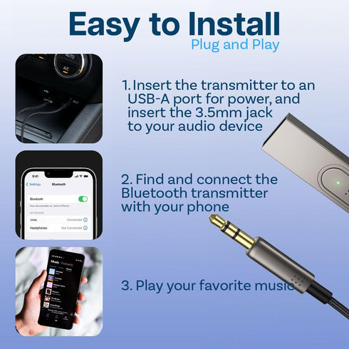 MMOBIEL Bluetooth AUX Adapter USB – 3.5mm AUX Bluetooth Car Adapter - AUX BT Adapter - USB Bluetooth Adapter to 3.5mm Jack with Microphone Wireles...
