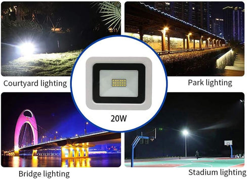 20W IP68 Waterproof Outdoor Ultra-Thin LED Flood Lighting with Plug in Cord for Garden Wall Washer Lamp...