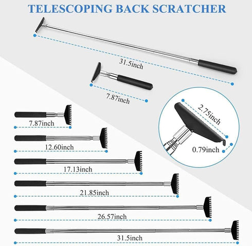 2 Pack Oversized Portable Extendable Back Scratcher, Upgraded Metal Stainless Steel Telescoping Back Scratcher Tool with Canvas Carrying Bag...