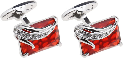 Create idea Pair of Red Crystal Cufflinks Fashion Classic Shirt Cufflinks Sleeve Cuff Link Jewelry Delicate Gift for Men Father Groom Clothing Dec...