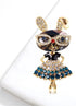 Rhinestone Lady Rabbit Brooch Pin for Women Girls Fashion Crystal Bunny Animal Brooches Lapel Pins Dainty Cute Christmas Graduation Honors Day Eas...