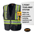 Pioneer Hi Vis Tear-Away Mesh Back Safety Vest for Me - Reflective Tape, 4 Pockets - Construction, Traffic, Security - Black...