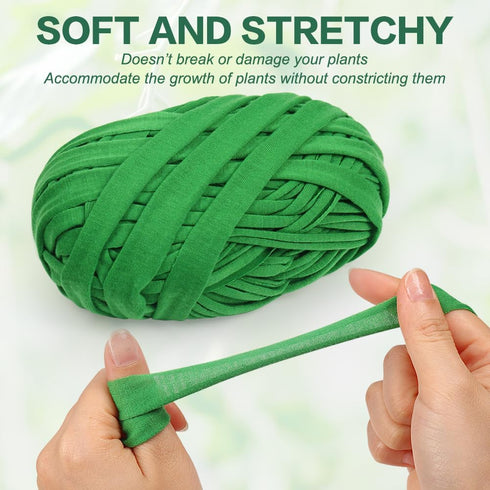 Tenn Well Cloth Plant Ties, 2 Roll 196 Feet Green Tomato Ties Stretchy Garden Twine for Climing Plants, Fruit Trees, Flowers, Gardeners (98 Feet/R...