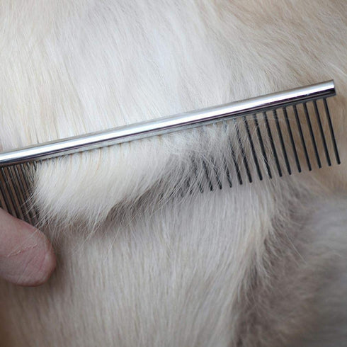 Pet Steel Comb with Rounded Ends Stainless Steel Teeth,metal Cat Dog Comb for Removing Tangles and Knots,Poodle Grooming Deshedding Tool, 7 1/2-in...