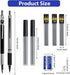 AUAUY 6PCS Metal Mechanical Pencil Set, 3PCS Drafting Pencils 0.5 mm & 0.7 mm & 0.9 mm & 3 PCS 2mm Art Pencil with 12 Tubes Lead Refills & 3 Erase...