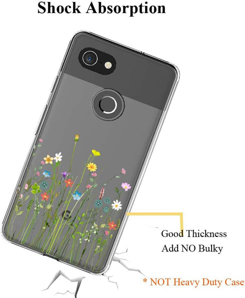 Unov Pixel 3 XL Case Clear with Design Soft TPU Shock Absorption Slim Embossed Floral Pattern Protective Back Cover for Pixel 3 XL 6.3 inch (Flowe...