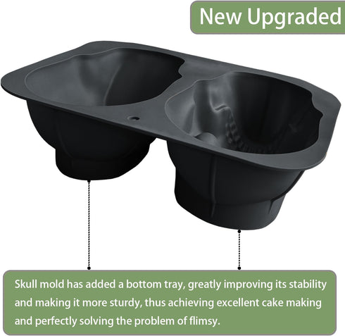 JETKONG Extra Large Silicone Skull Cake Mold Haunted Skull Baking Cake Pan for Halloween and Birthday Party...