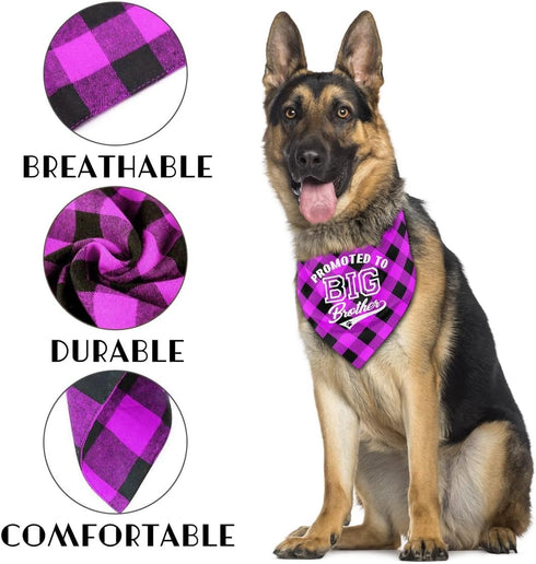 Dog Bandana, Promoted to Big Brother Dog Bandana, Dog Scarf Classical Plaid Printing, Dog Scarf Accessories, Dog Bandana Pet Scarf, Pet Plaid Scar...