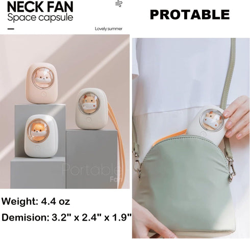 YOKKBRUN Portable Neck Fans for Women, Rechargeable Cool Fans for Neck, Light Smallest Outdoors with Silicone Lanyard, Cute Design Gift for Girls ...
