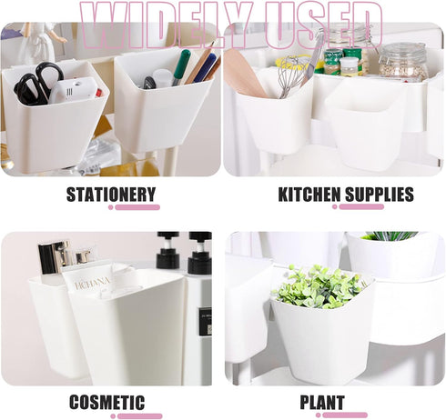 6 Pack Hanging Cup Holder Rolling Cart Organizer Accessories Trolley Basket Storage Hanging Bucket Hanging Container for Kids...