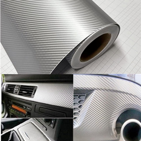DIYAH 4D Carbon Silver Fiber Vinyl Wrap Sticker with Air Release Bubble Free Anti-Wrinkle (12" x 60" / 1FT x 5FT)...