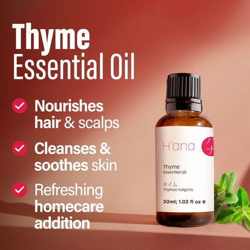 H’ana Thyme Essential Oil - 100% Pure and Natural Thyme Oil for Hair, Skin, Diffuser - with a Fresh, Herbaceous Scent (1 Fl Oz)...