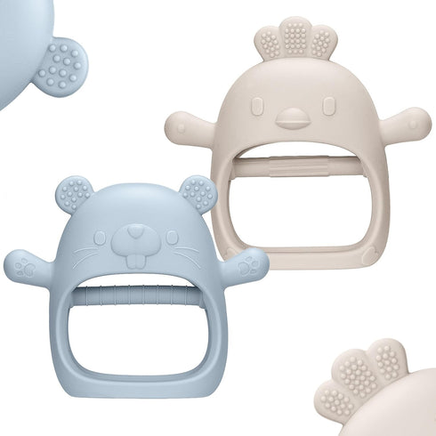 2 Packs Baby Teething Toys Silicone Teething Mittens for Infants 3 Months+, Never Drop & Easy to Hold Teethers, Helps Soothing Gums & Sucking Need...