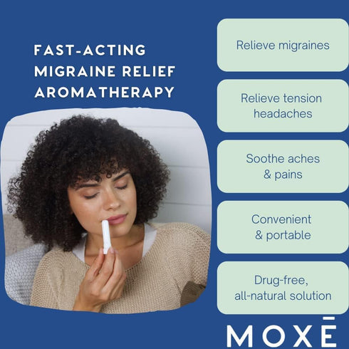 MOXE Migraine Relief Nasal Inhalers, Essential Oils for Headaches & Tension Relief, Portable Aromatherapy, Easy-to-Use, Pure & Undiluted, Peppermi...