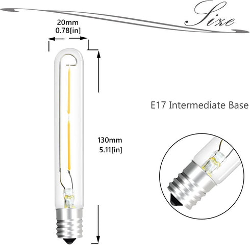 Bonlux LED T6.5 Exit Sign Clear Light Bulbs, 2W E17 Intermediate Base T6.5 LED Appliance Bulb (20W Incandescent Equivalent) for Refrigerator Freez...