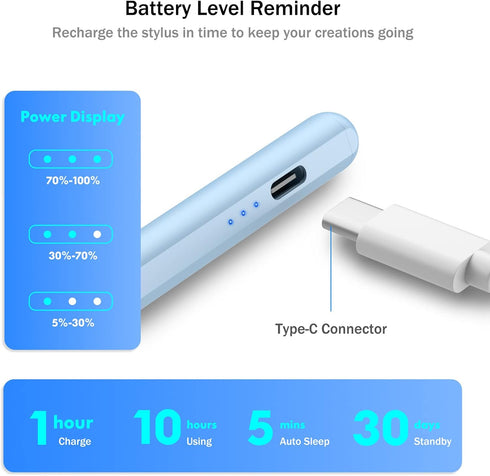 Cisteen Stylus Pen for iPad with Faster Charge,Tilt Sensor Compatible with Apple (2018-2024) iPad Pro 11/13 M4,iPad Air 11/13 M2,iPad Pro 11/12.9 ...