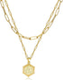 HUASAI Layer Initial Necklace for Women 18K Gold Plated Layering Paperclip Link Chain Necklace Cute Hexagon Letter Pendant Initial Choker Necklace...