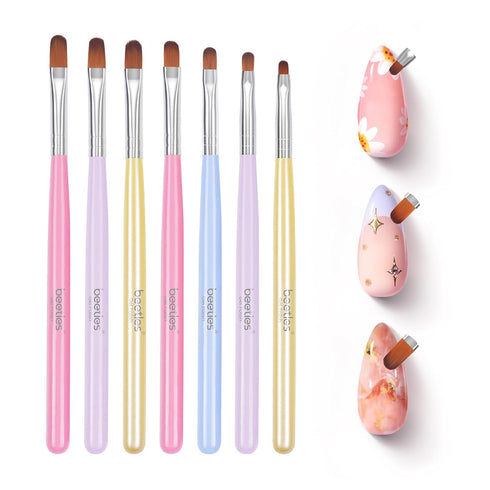 Beetles Gel Nail Brush, 7Pcs Nail Art Brushes, Nail Art Tips Nail Brushes for Nail Art Nail Painting Brush Pen Set for Home and Salon Use Decorati...