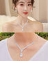 Women Crystal Necklace Earrings Bracelets Set Wedding Rhinestones Necklaces Rhinestone Teardrop Pendant Earrings Shiny Bracelet Jewelry for Brides...