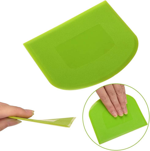 Dough Scraper Bowl Scraper Bread Cream Cake Pizza Cutter Bench Scraper- Flexible Plastic Multi-Function Kitchen tools, 2 Piece White-Green...