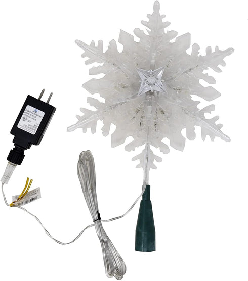 Kurt Adler 20-Light 10-Inch Clear Snowflake Treetop with Color-Changing RGB LED Bulbs...