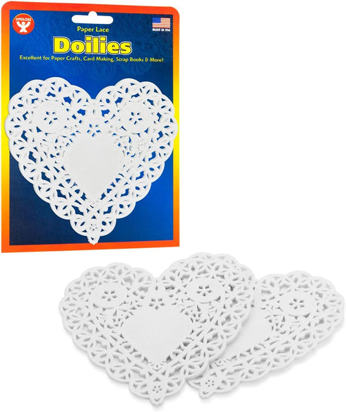 Hygloss Heart Doilies - 100 Pcs -4-Inch White Paper Heart Shaped Doilies for Valentines Crafts, Table Settings - Ideal for Valentine Doily...