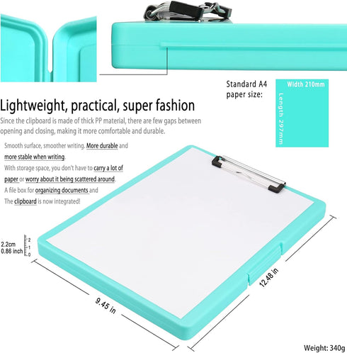 Clipboards with Storage, Storage Clipboard with Low Profile Clip, A4 Binder Clipboard Folder Side-Opening, Waterproof nursing Clipboard, Smooth Wr...