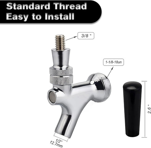 FERRODAY Stainless Steel Core Draft Beer Faucet Polished Brass Beer Faucet for Keg Tap Tower Beer Shank & Kegerator Beer Faucet Classic Beer Dispe...