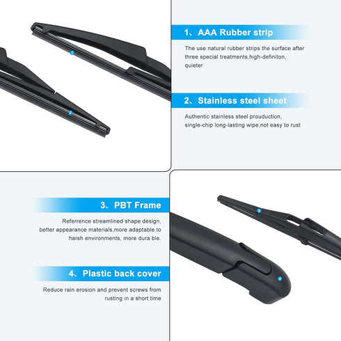 Rear Wiper Arm Blade Kit for 2015-2021 Jeep Renegade SUV Back Windshield Wiper 68256590AA...