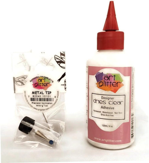 Glue Designer Dries Clear Adhesive 4 oz with Ultra Fine Metal Tip...