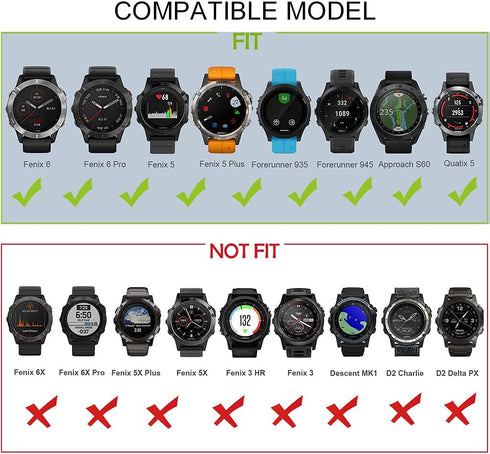 ISABAKE Sport Watch Bands for Fenix 5, Compatible with Fenix 7/Fenix 5 Plus/Fenix 6/Fenix 6 Pro/Forerunner 935/Forerunner 945/Approach S60/Quatix ...