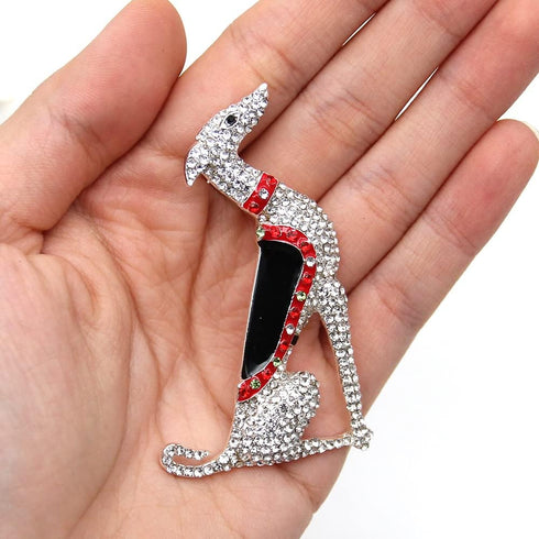Fashion Brooch Jewelry Silver Tone Greyhound Scotty Borzoi Hound Dog Puppy Canine Rhinestone Enamel Animal Pin Brooch...