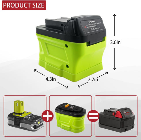 M18 Adapter for Ryobi Battery to Milwaukee 18V M18 Tools, Convert for Ryobi 18V one+ Battery to Fit for Milwaukee M18 18Volt Cordless Power Tools ...
