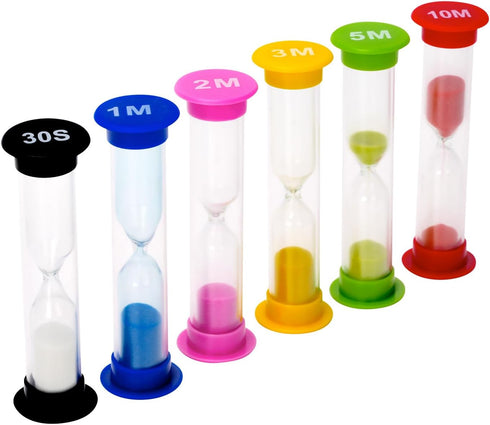 I-MART Plastic Sand Timer Sandglass Hourglass Sand Clock Timer 30 sec, 1 min, 2 mins, 3 mins, 5 mins, 10 mins (Pack of 6)...